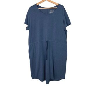 LL Bean Womens XL REG Blue Tencel‎ Polyester Blend Drawstring Waist Dress